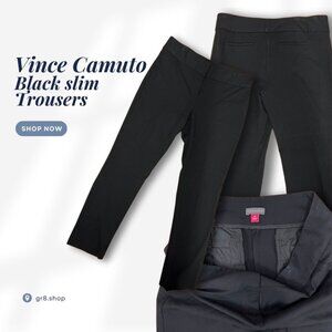 Vince Camuto Women’s Black Slim Fit Trousers Size 10 Tailored Dress Pants